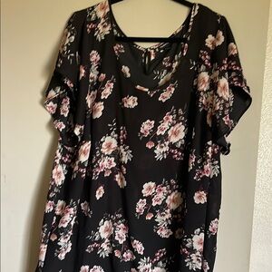 Lane Bryant Black Floral Blouse